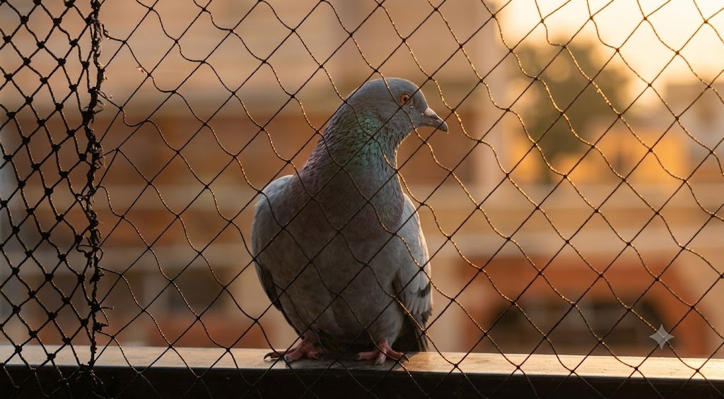 Pigeon net installation on a residential balcony in Pune